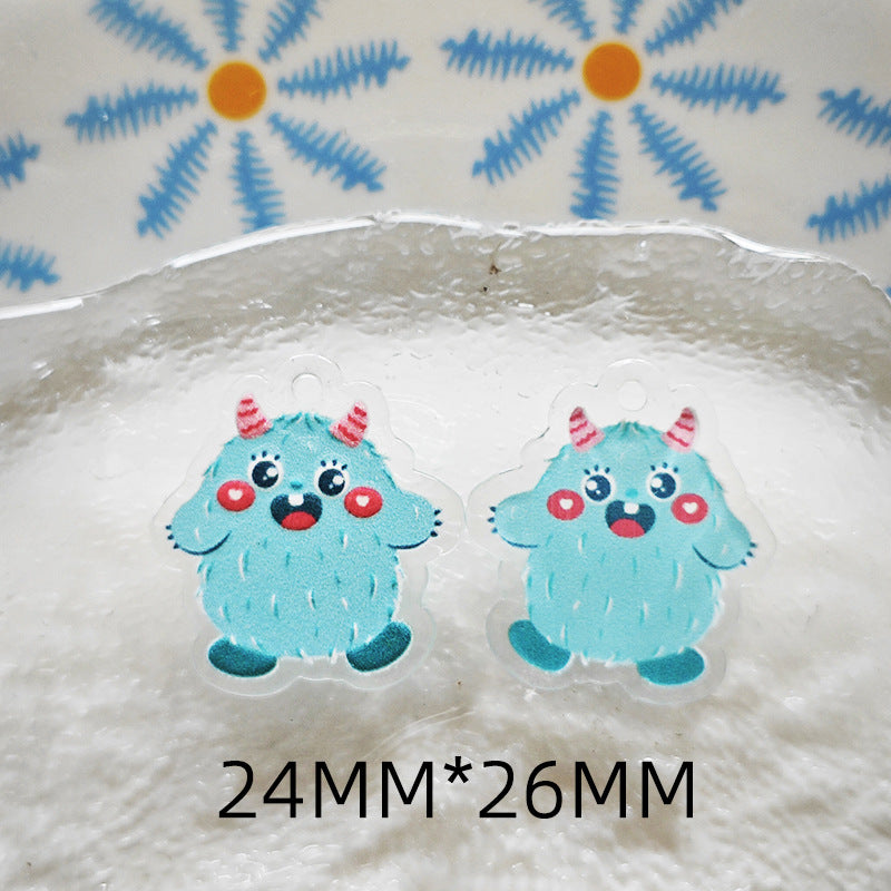 Wholesale 10pcs Double-sided bow three-dimensional relief acrylic jewelry accessories DIY pendant with holes cartoon character cute